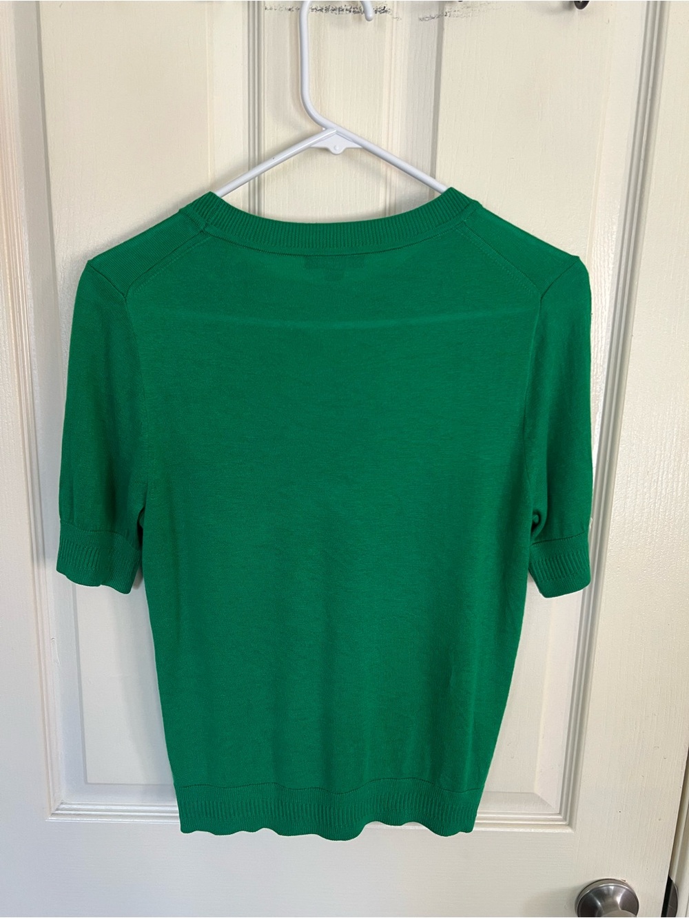J.Crew Emerald Green Fine Gauge Knit Crewneck Sweater Short Sleeve M - Picture 7 of 8